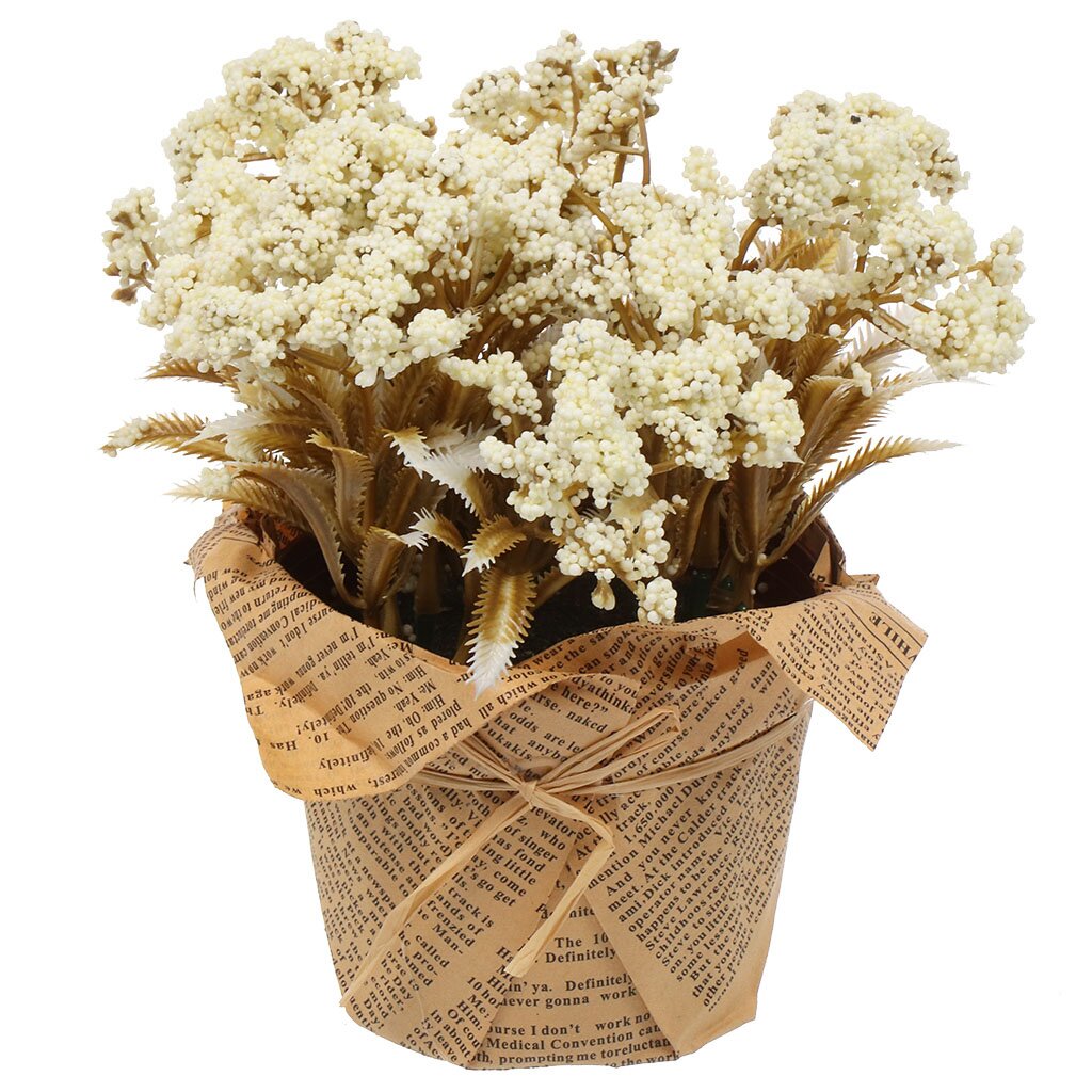 Цветок искусственный декоративный в кашпо, 15х7 см, белый, Y6-10378 цветок искусственный в кашпо 20 см y4 6928