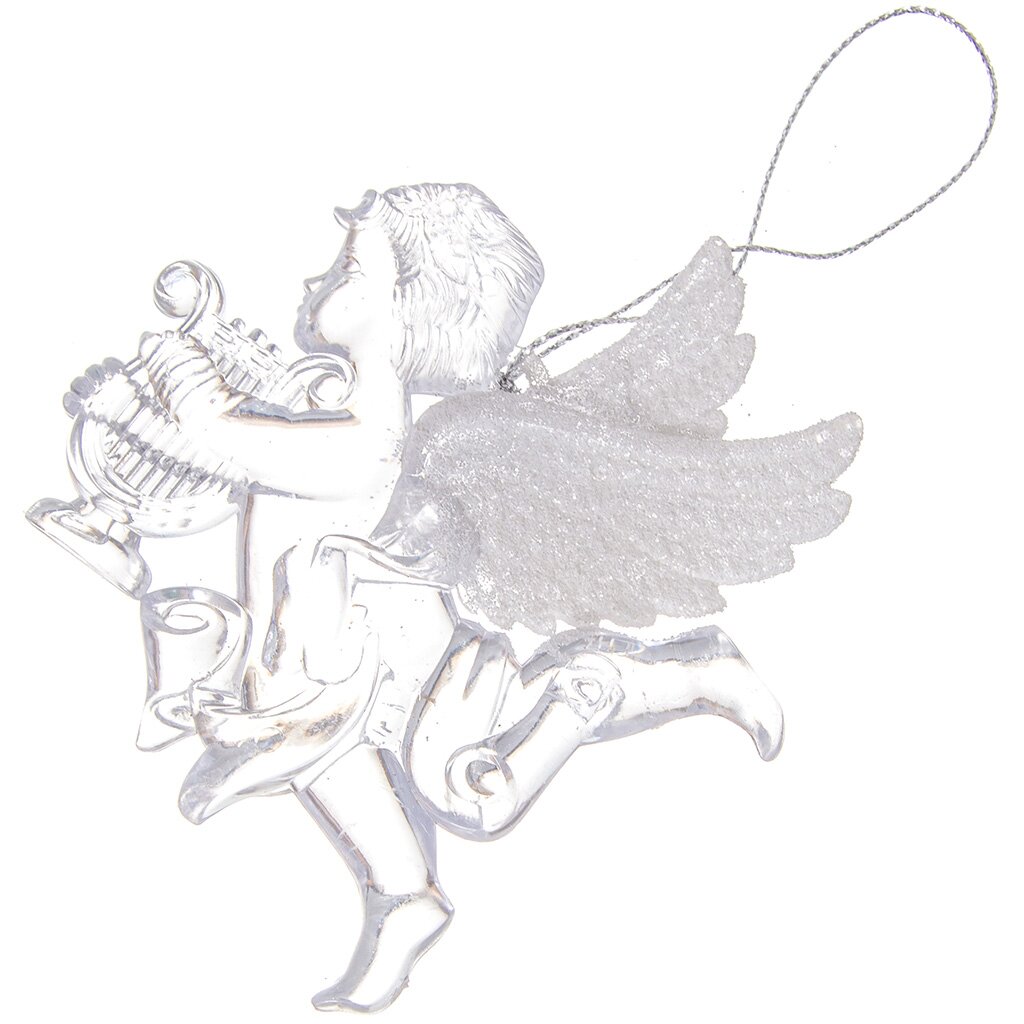 Елочное украшение Ангел, белое, 8х9.7 см, пластик, SYYKLA-191985