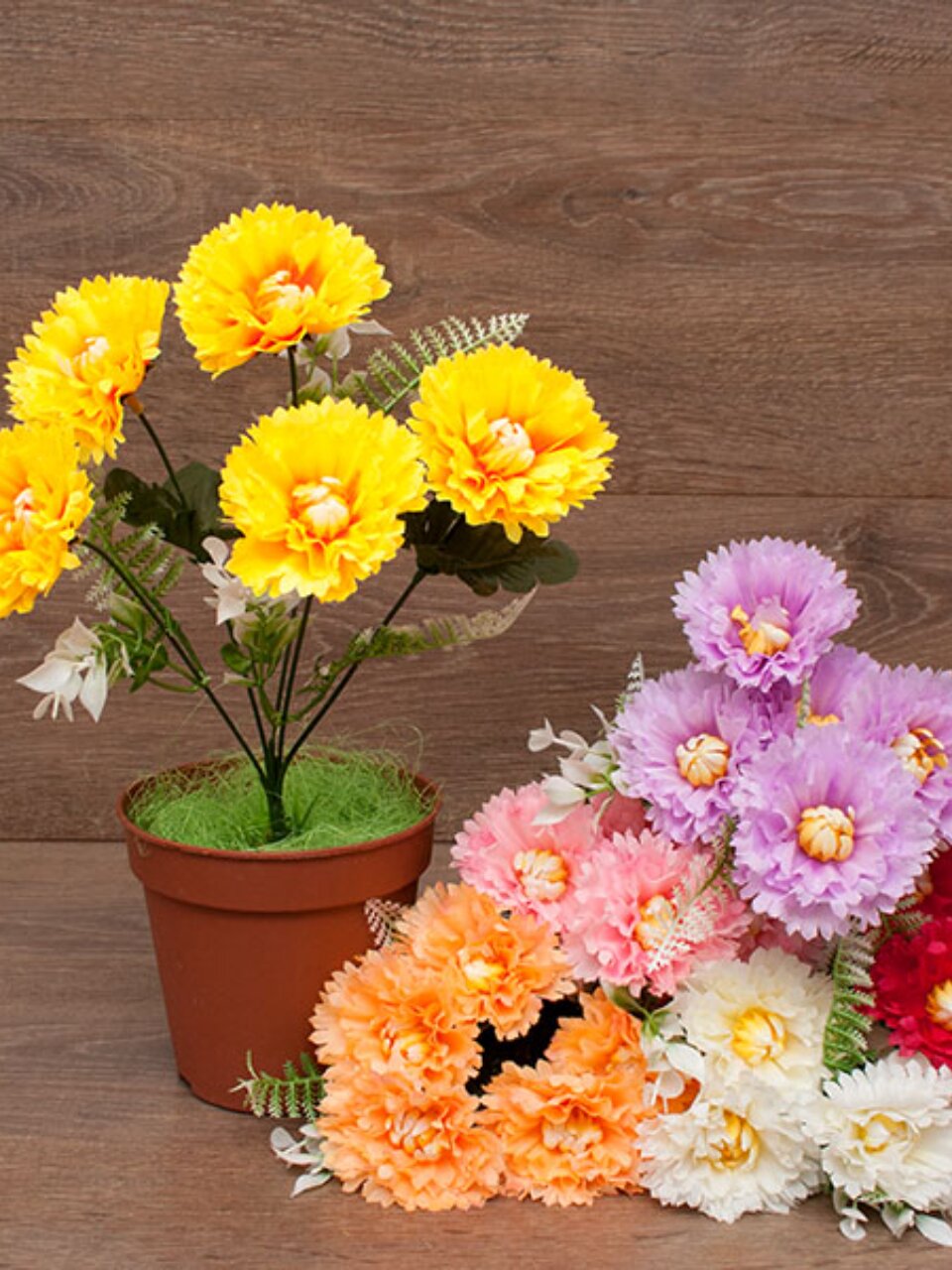 Цветок искусственный декоративный пасхальный, Маргаритка пёстрая, 5 головок, 30 см, в ассортименте, FP234