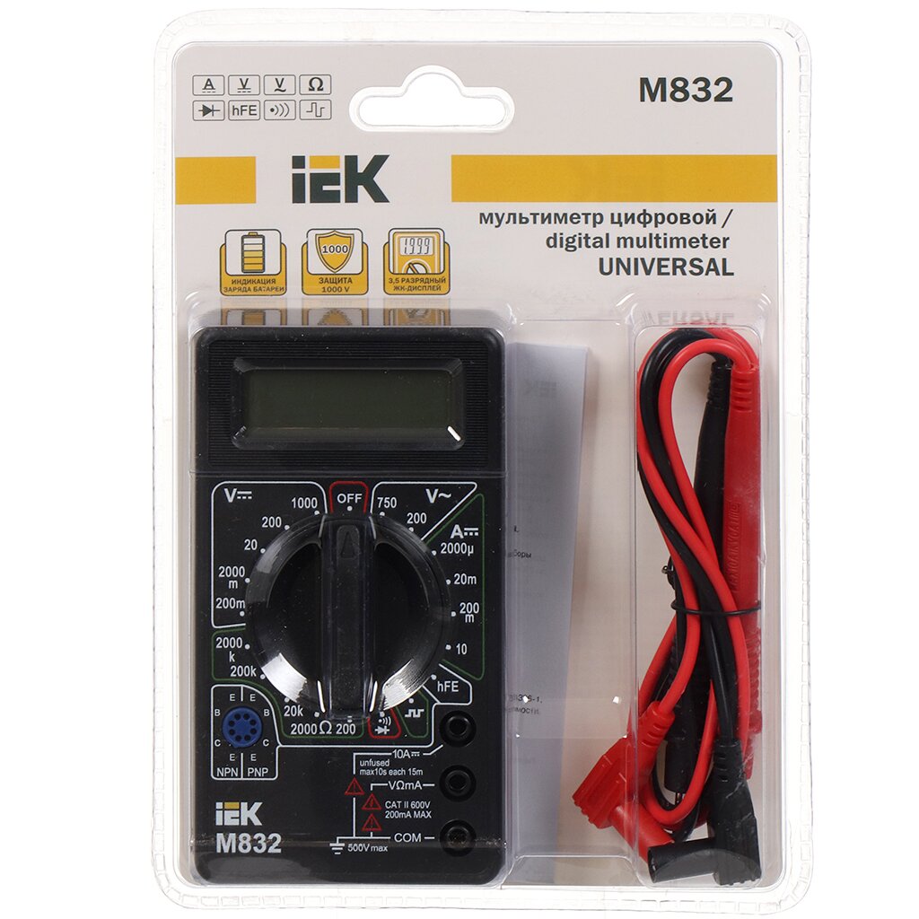 Мультиметр цифровой IEK, Universal M832, TMD-2S-832