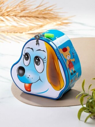 Копилка Dogs, 14х14х7.5 см, металл, A240058, с ключом, в ассортименте