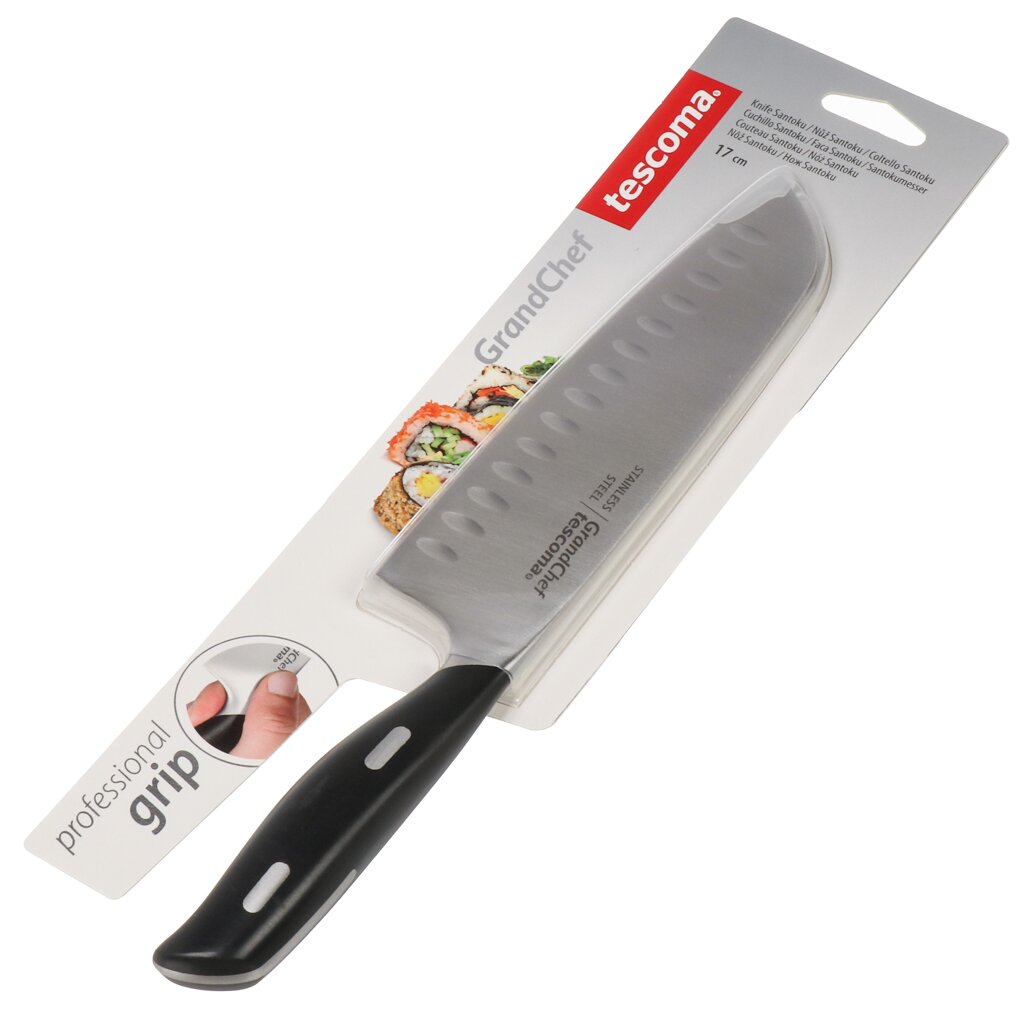 Нож кухонный Tescoma, GrandChef, сантоку, нержавеющая сталь, 17 см, 884620 пакеты для продуктов tescoma
