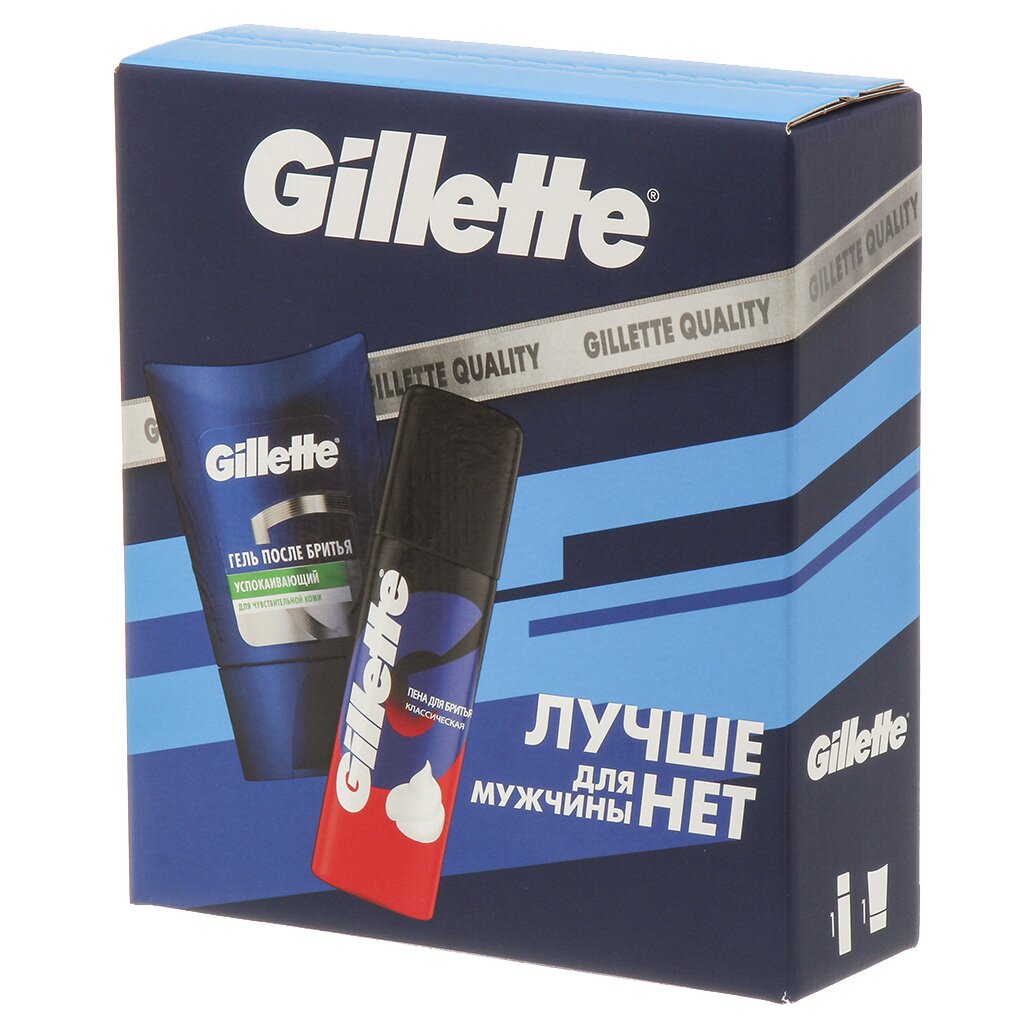 Набор подарочный мужской, Gillette, гель после бритья для чувствительной кожи 75 мл + пена для бритья 200 мл