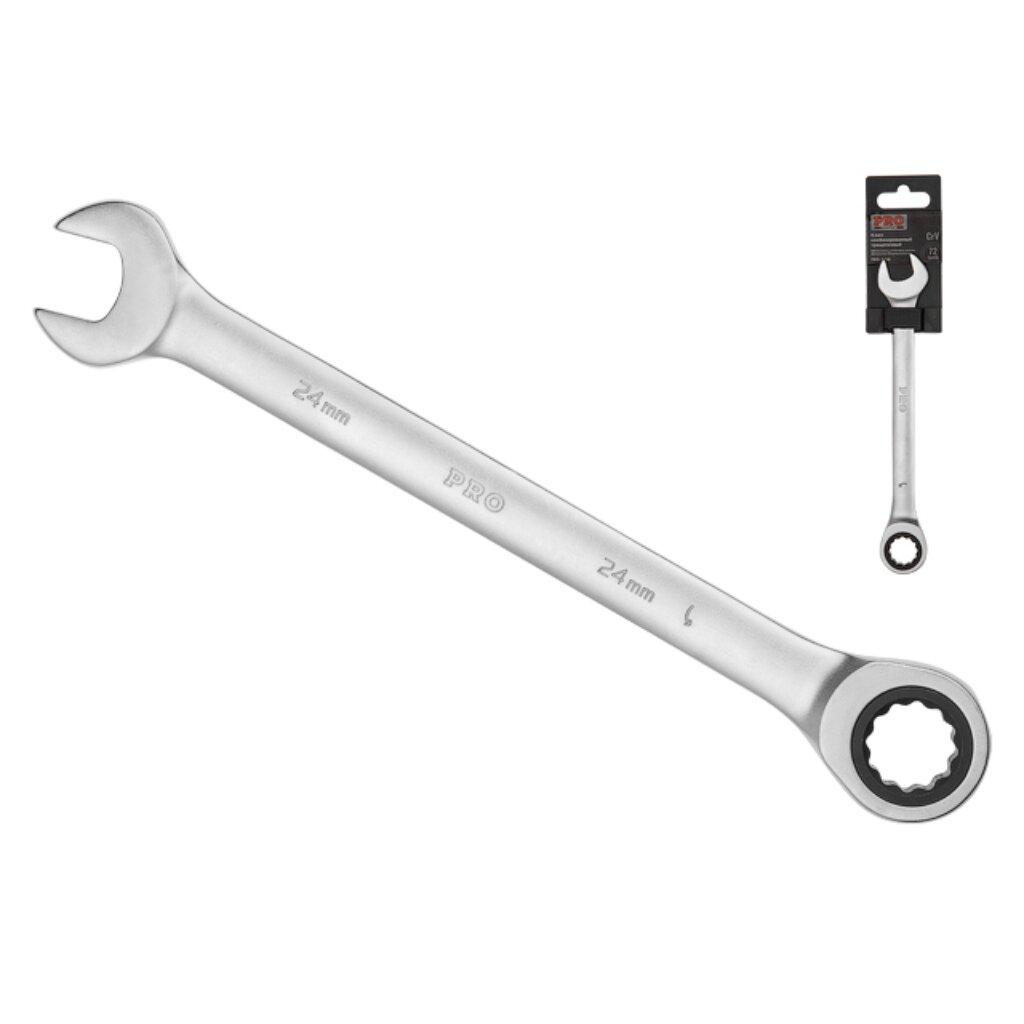Ключ комбинированный трещоточный, Pro Startul, 24 мм, сатинированный, PRO-7024 ключ комбинированный трещоточный gross 14846 8 мм