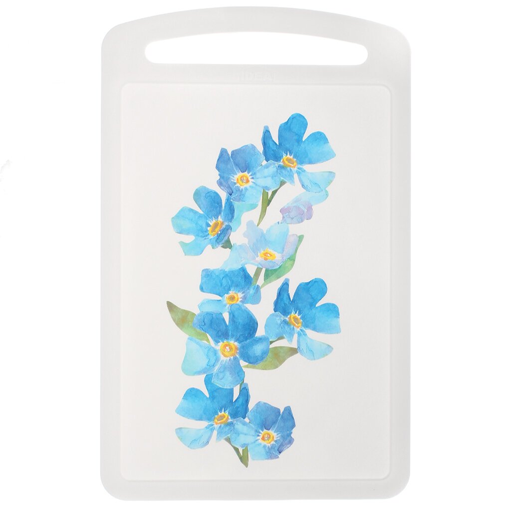 Доска разделочная пластиковая Idea М 1575 Голубые цветы, 27.5х17.3 см