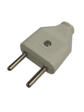 Вилка плоская, без заземления, 6 А, IP20, 250 В, белая, General Lighting Systems, GRV-P-6-F-W-IP20, 470506