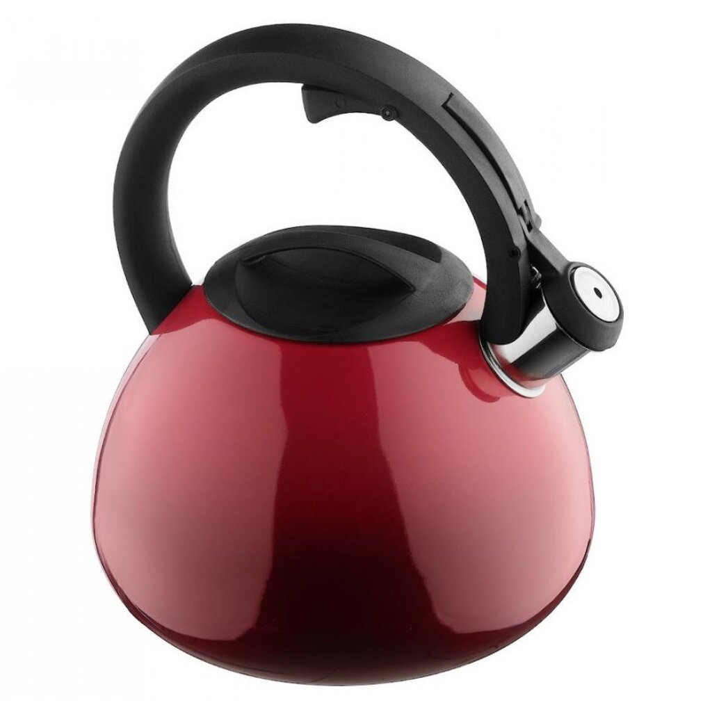 Чайник нержавеющая сталь, 2.8 л, со свистком, зеркальный, Катунь, индукция, бордовый,красный, КТ-138R