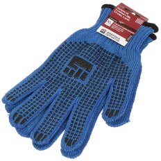 Перчатки х/б, ПВХ покрытие, XL, 7.5 класс вязки, 6 нитей, синяя основа, двухслойные, Люкс, Фабрика перчаток, европодвес