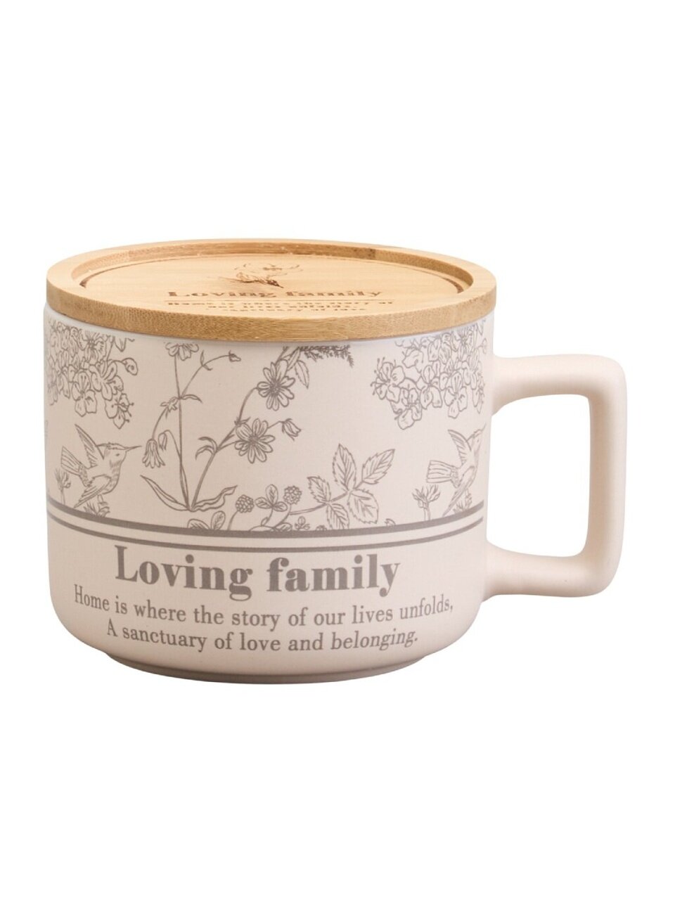 Кружка фарфор, 400 мл, Loving Family, с бамбуковой крышкой, Lefard, 756-476
