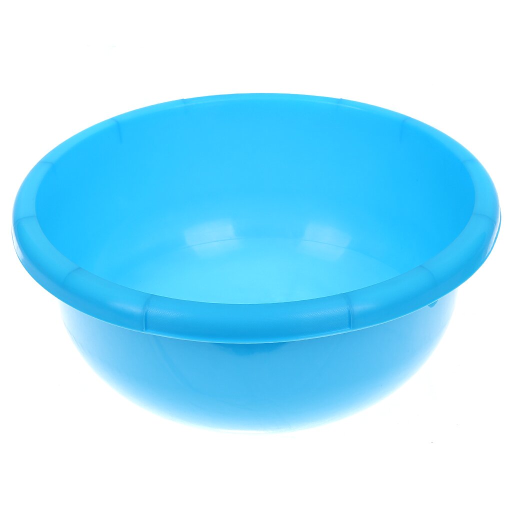Таз пластик, 4 л, круглый, голубой, Полимербыт, С083