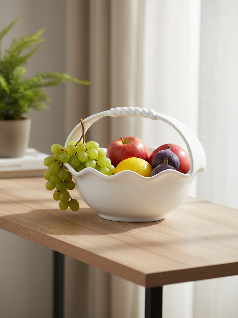 Ваза для фруктов, керамика, 20х16х15 см, с ручкой, Lefard, София, 763-095