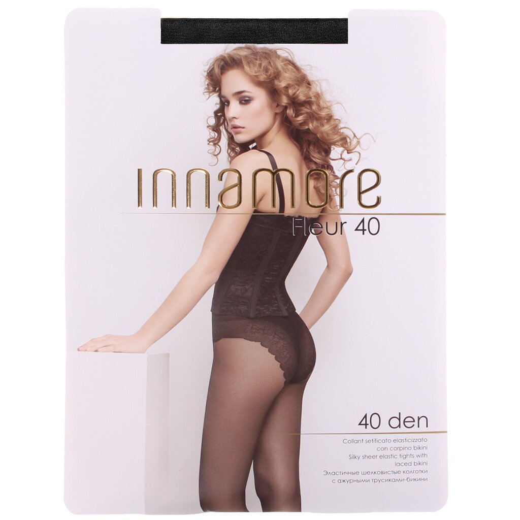 Колготки Innamore, Fleur, 40 DEN, р. 3, nero/черные, с ажурными трусиками и прозрачным мыском