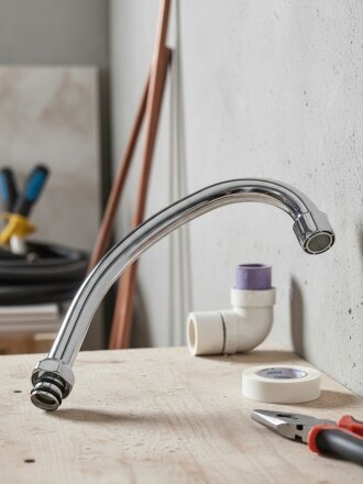 Излив смесителя для кухни, сталь, РУС, 19 см, 5/8 '', ComfortFactor, 53352