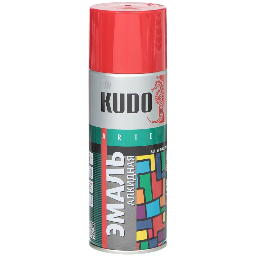 Эмаль аэрозольная, KUDO, универсальная, алкидная, глянцевая, вишневая, 520 мл, KU-1004 термостойкая эмаль аэрозоль kudo