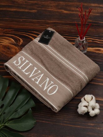 Полотенце банное 100х150 см, 100% хлопок, 450 г/м2, Модный штрих, Silvano, кофейное, Турция, FT-7-100-1381