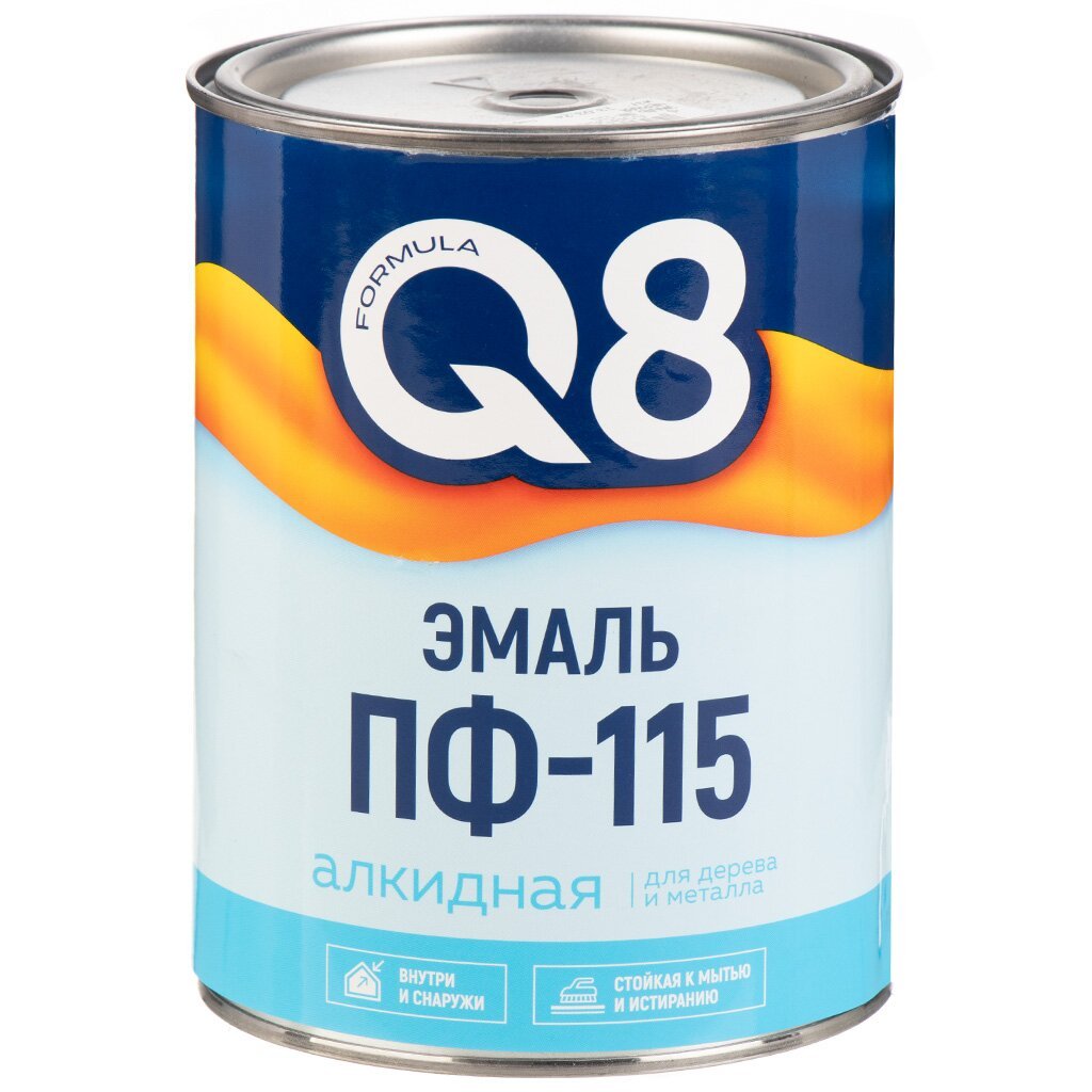 Эмаль Formula Q8, ПФ-115, алкидная, глянцевая, черная, 0.9 кг