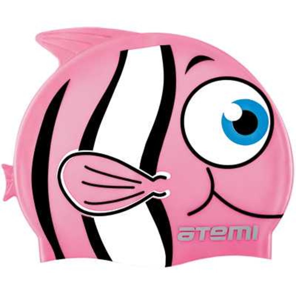 Шапочка для плавания Atemi, силикон (дет.), рыбка+, розовая, FC104, 00000111638