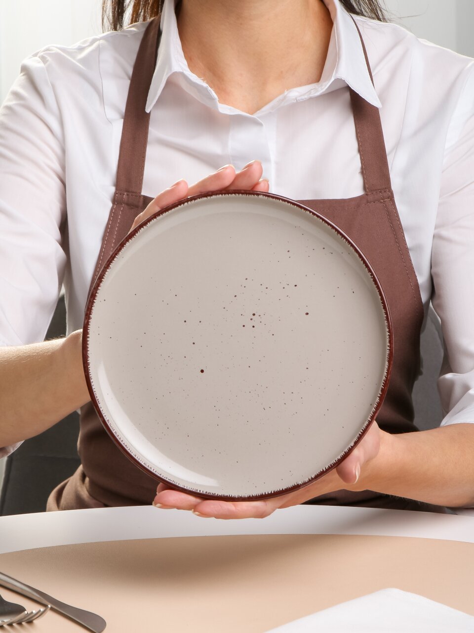 Тарелка десертная, керамика, 20 см, круглая, Pollen lite, Daniks, капучино