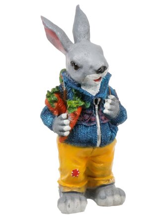 Фигурка садовая Заяц с морковью, 2х20х45 см, полистоун, ФП020