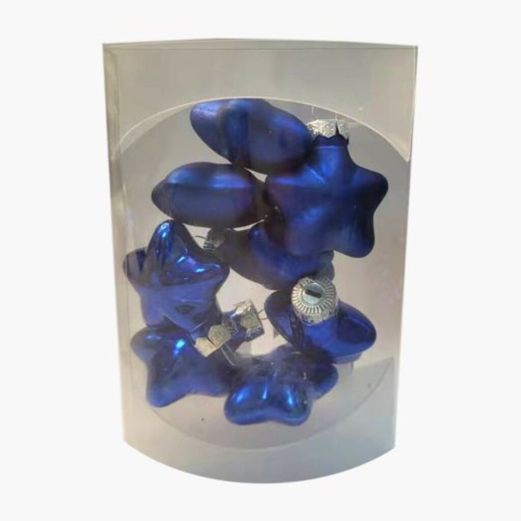 Набор елочных украшений Синие звезды, 8 шт, 5х5х6 см, стекло, 89675