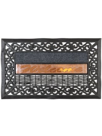 Коврик грязезащитный, 45х75 см, прямоугольный, резина, черный, Вензеля, Y4-5165