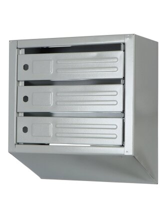 Ящик почтовый с замком, эмалированный, Агроснаб, серый, 3-х секц, вертикал