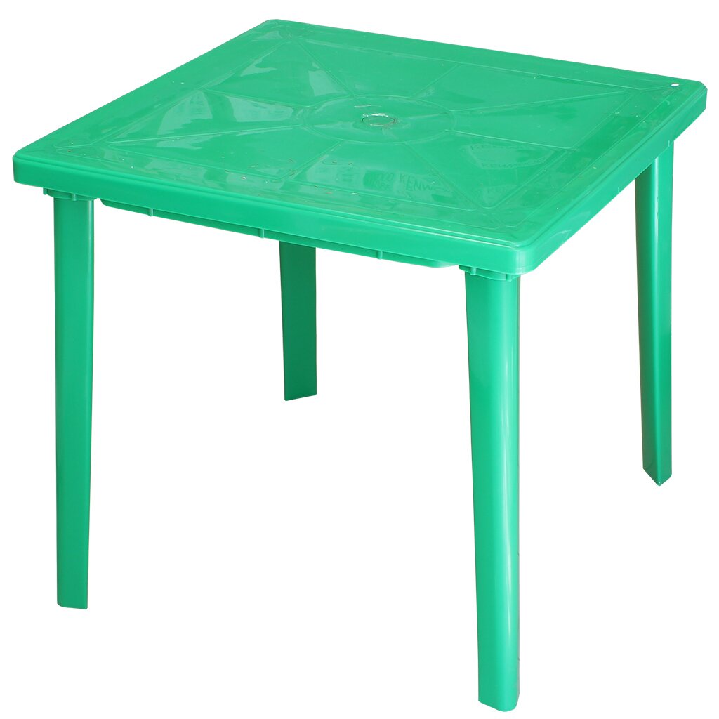 Стол пластик, Стандарт Пластик Групп, 80х80х71 см, квадратный, пластиковая столешница, зеленый кронштейн nobrand стандарт