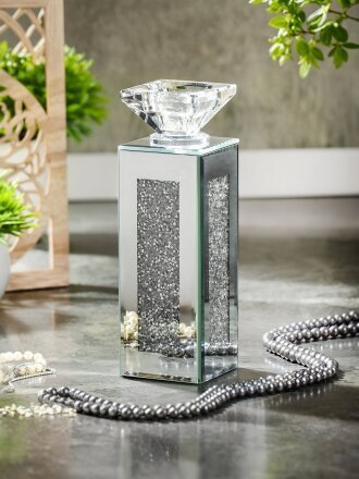 Подсвечник декоративный стекло, 1 свеча, 6х6х19 см, Блеск, Y4-6565