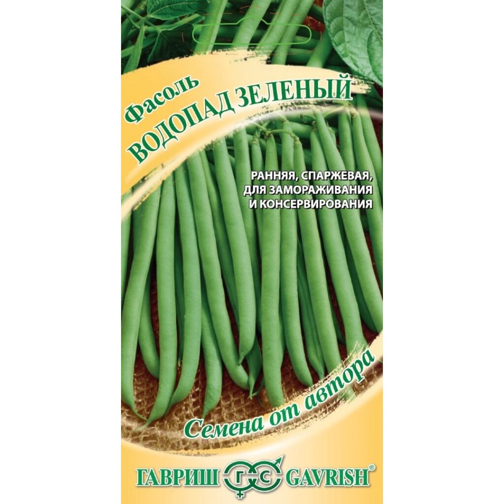 Семена Фасоль, Водопад зеленый, 5 г, Семена от автора, авторские, цветная упаковка, Гавриш