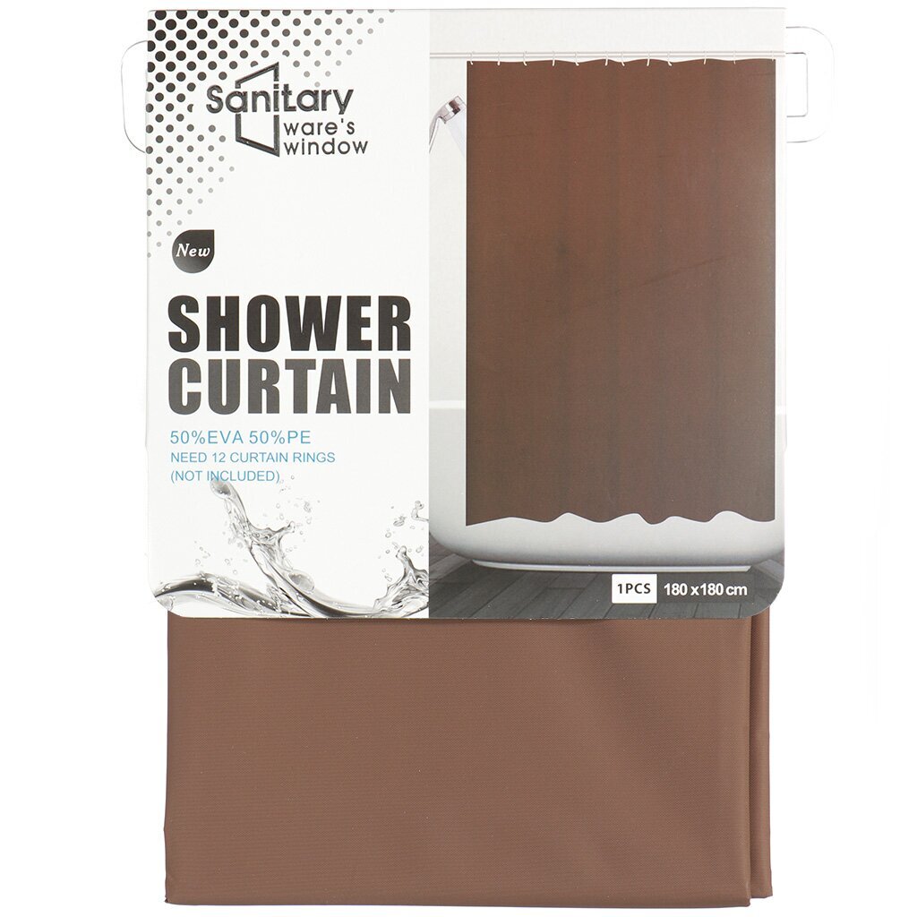 Штора для ванн 180х180 см, полиэстер, Шоколад, Y3-575