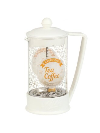 Френч-пресс 0.6 л, стекло, пластик, Barouge, Viva-la Vida Tea Coffee, белый, BF-752