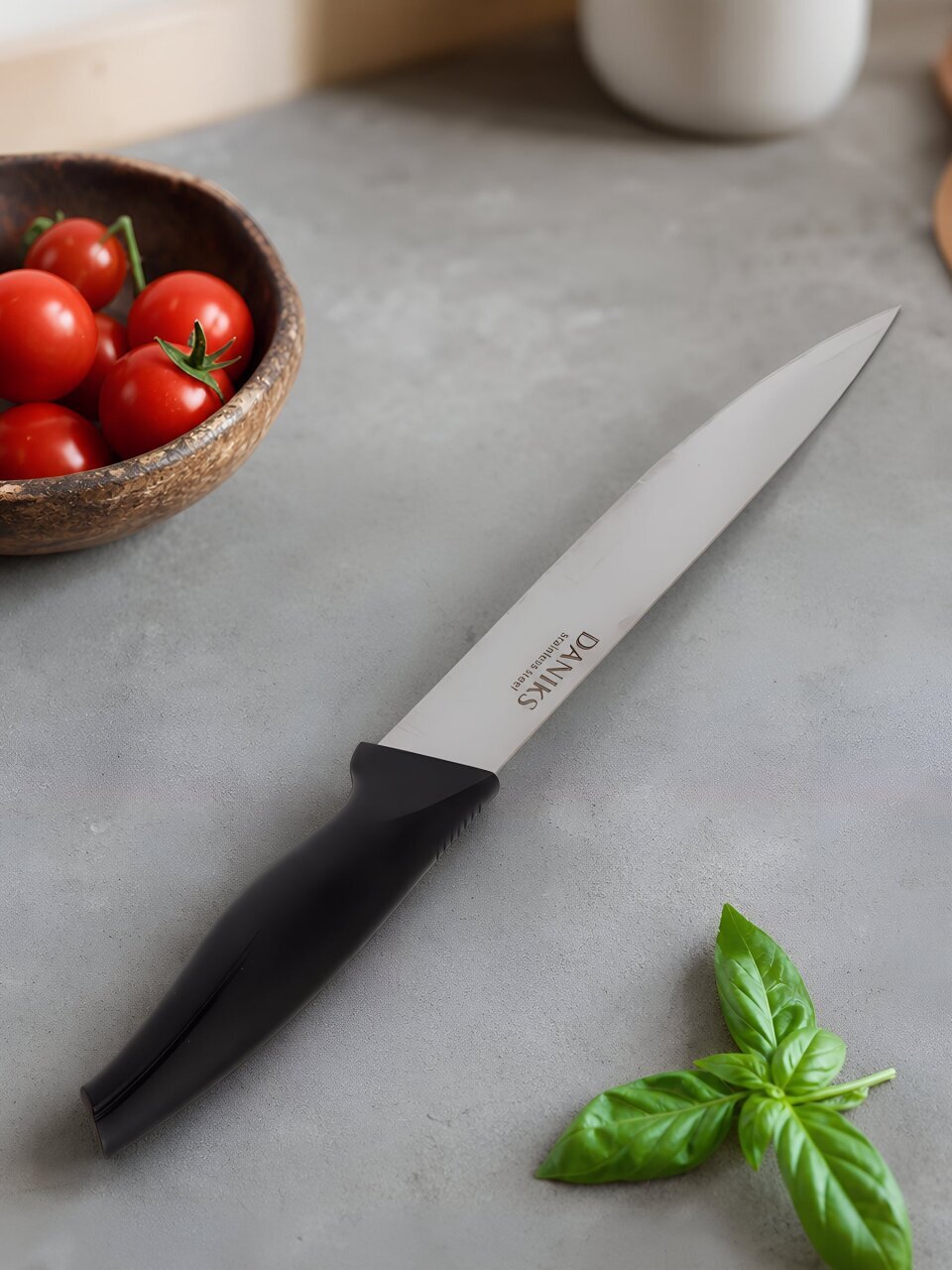 Нож кухонный Daniks, Easy New, разделочный, нержавеющая сталь, 20 см, рукоятка пластик, YW-A337-SL