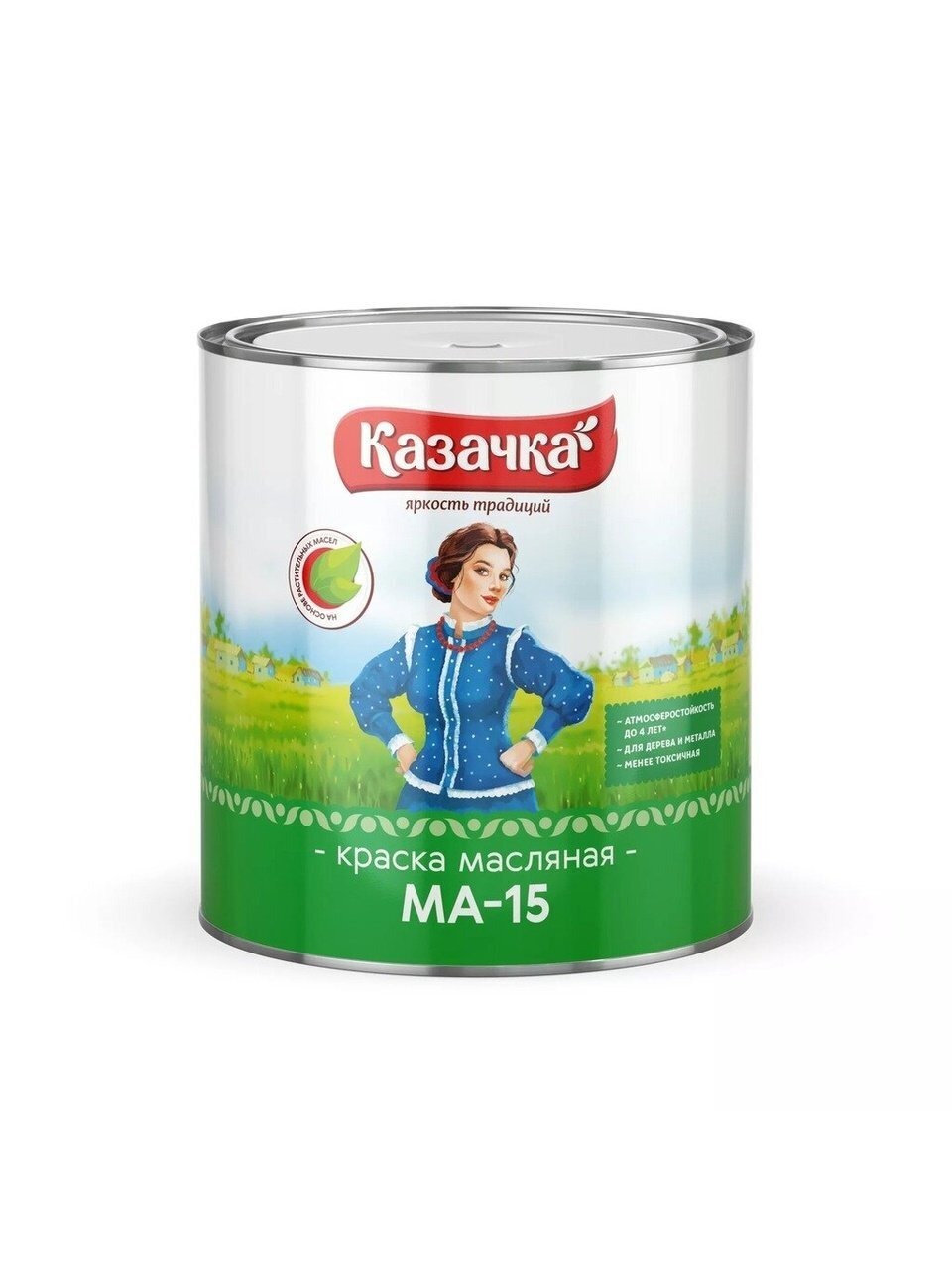 Краска Казачка, МА-15, масляная, универсальная, глянцевая, белая, 2.8 кг