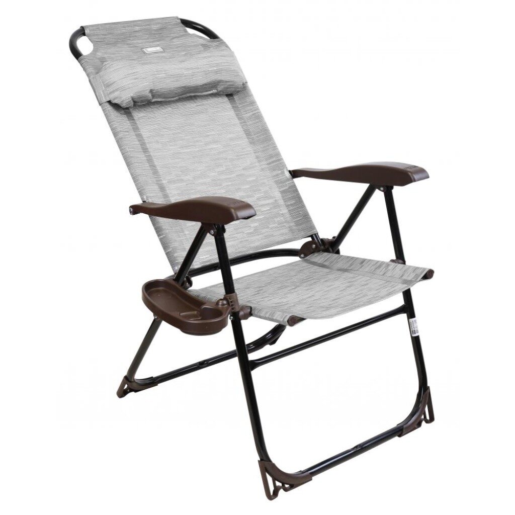 Кресло-шезлонг складное, металл, 113х58х110 см, 120 кг, 8 положений спинки, серое, Nika, КШ2/4 бамбук