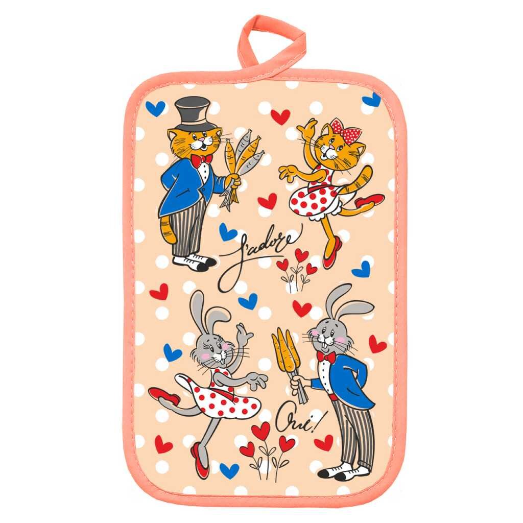 Прихватка 14х22 см, шелкография, 100% хлопок, Леди и джентельмен, ПЛ-20