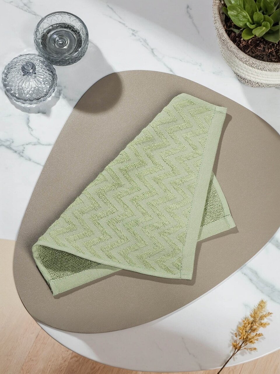 Полотенце кухонное махровое, 30х30 см, 450 г/м2, 100% хлопок, Silvano, Navy, серо-зеленое, Узбекистан