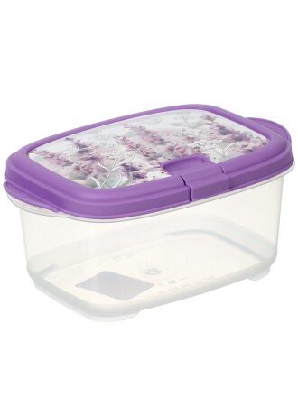 Контейнер пищевой пластик, 0.7 л, 17х11х7.5 см, прямоугольный, с клапаном, Полимербыт, Lavender, 439714400