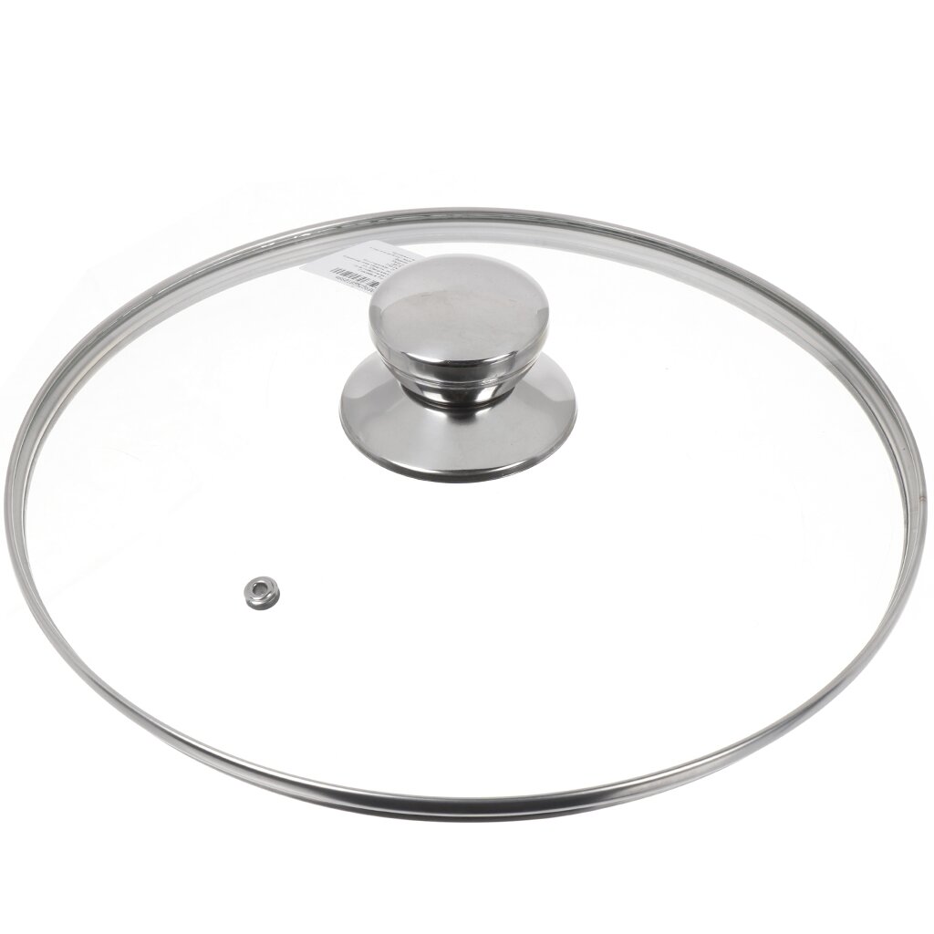 Крышка для посуды стекло, 26 см, Daniks, металлический обод, кнопка нержавеющая сталь, Д5726 крышка для посуды стекло 28 см kukmara металлический обод кнопка нержавеющая сталь с28 2т112