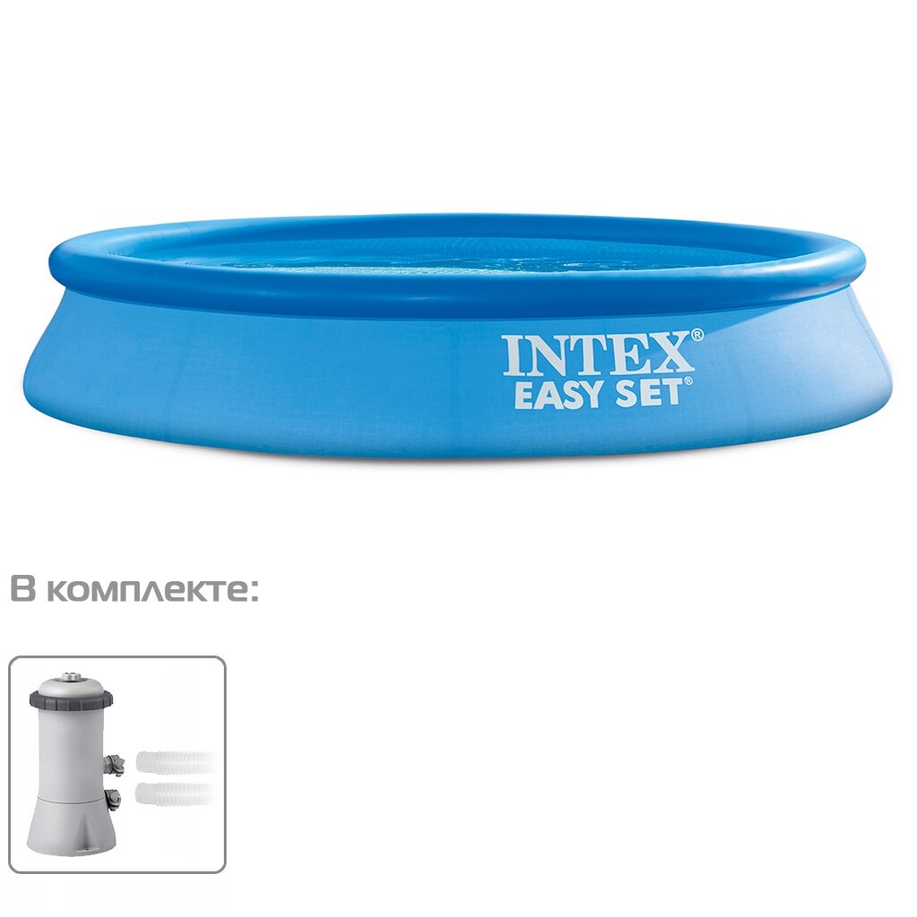 Бассейн надувной Intex, 305х61 см, Easy Set, 28118NP, фильтр-насос, 3077 л бассейн надувной intex easy set 28106np 244x61 см