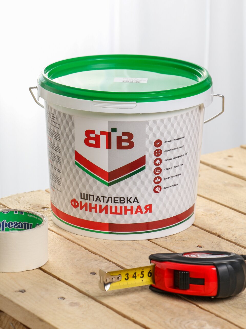 Шпатлевка ВТВ, финишная, для внутренних работ, белая, 8 кг