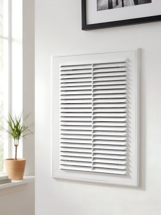 Решетка вентиляционная пластик, разъемная, 210х210 мм, с сеткой, Viento, 2121ВР