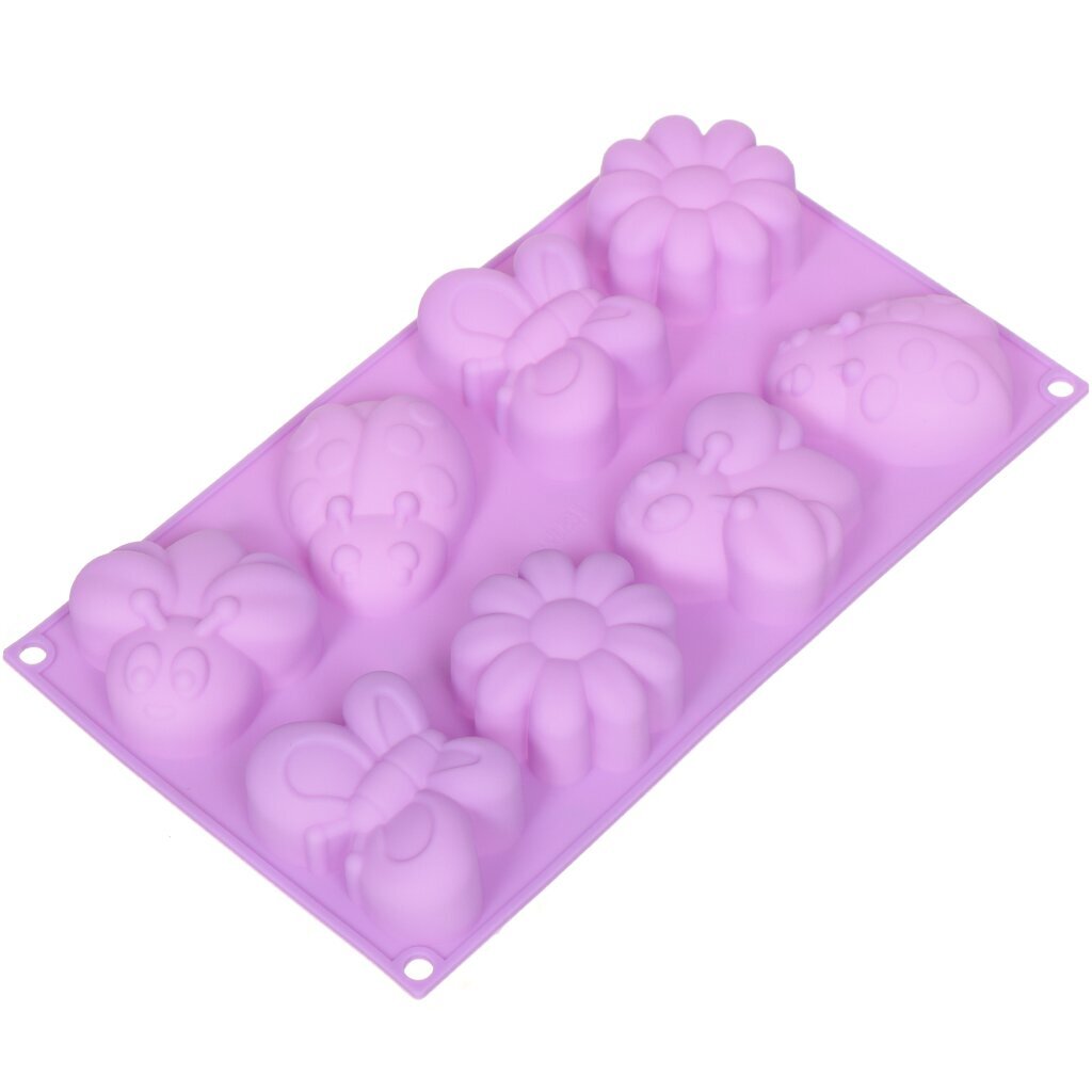 Форма для выпечки силиконовая Лето №5 KT-S-341 на 8 кексов, 25.5х17х2.5 см