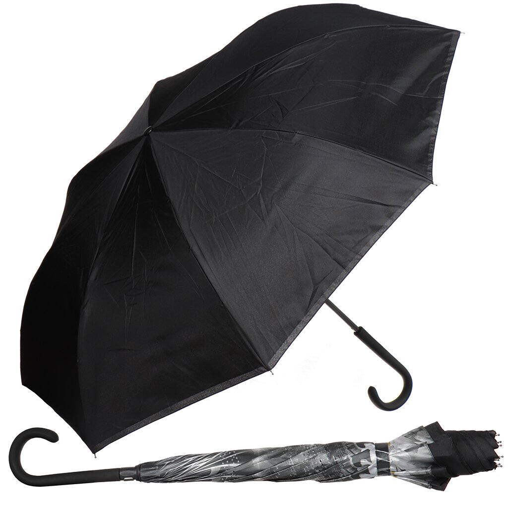 Зонт для женщин, механический, трость, 8 спиц, 80 см, Uteki, сатин, зонт-наоборот, U1300