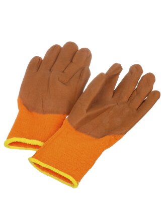 Перчатки обливные, без рисунка, оранжево-коричневая основа, утепленные, Золотая перчатка
