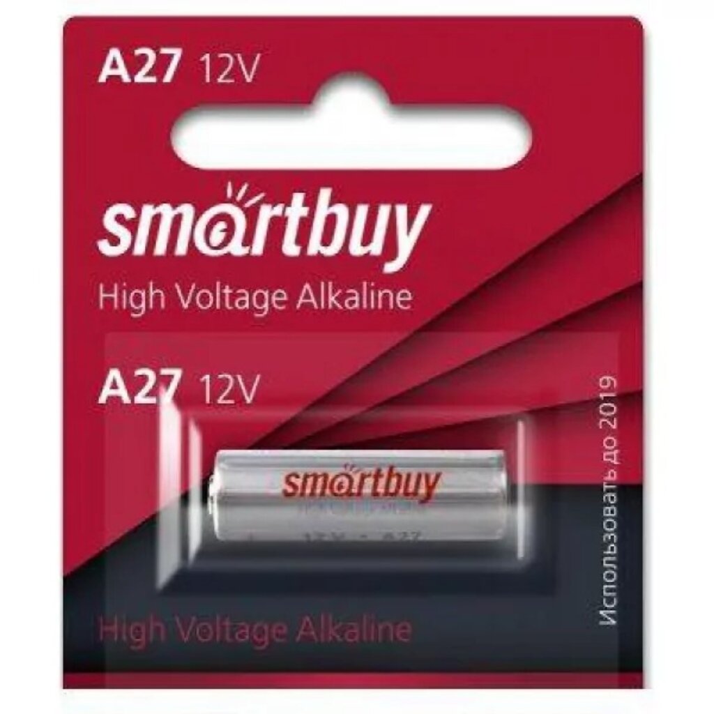 Батарейка Smartbuy, A27 (L828, LR27), Alkaline, алкалиновая, 12 В, блистер, 5 шт, SBBA-27A5B батарейка smartbuy a27 l828 lr27 alkaline алкалиновая 12 в блистер 5 шт sbba 27a5b