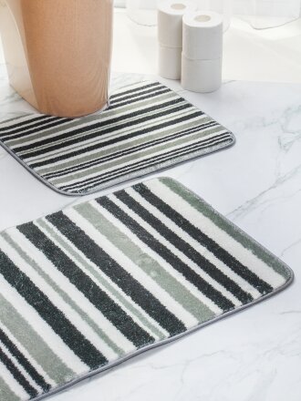 Набор ковриков для ванной и туалета, антискользящий, 2 шт, микрофибра, Y4-9948, полосатый