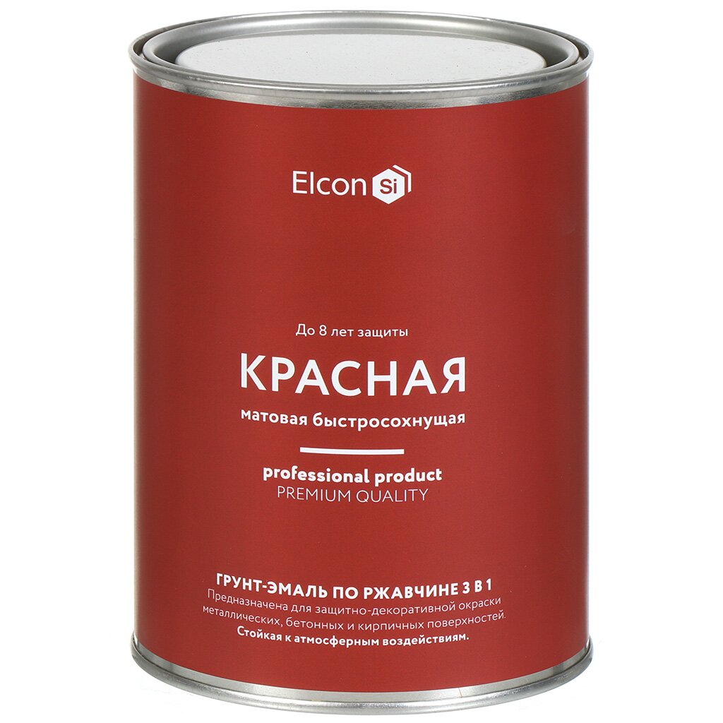 Грунт-эмаль Elcon 3в1 матовая по ржавчине смоляная красная RAL 3002 08 кг 869₽