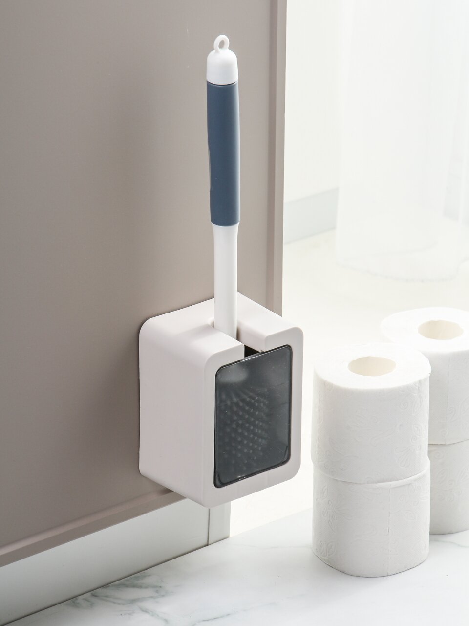 Ерш для туалета подвесной, 11х8.5х42 см, прозрачная вставка, в асс, пластик, Y4-11246