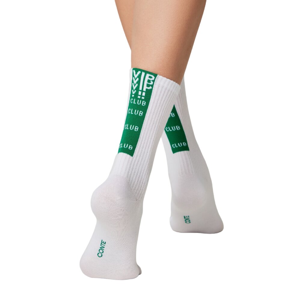 Носки для женщин, хлопок, Conte, Active, 433, белый-зеленые, р. 25, удлиненные, 20С-20СП