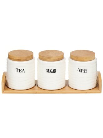 Банка для сыпучих продуктов, керамика, 0.7 л, 3 шт, с крышкой, Y156